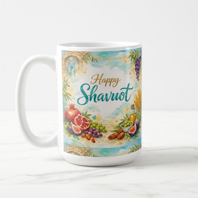 Caneca De Café Presente Feliz Shavuot, Festa das Semanas, Feriado (Esquerda)