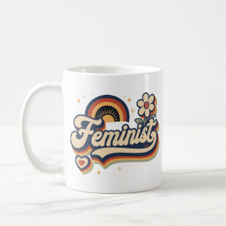 Caneca De Café Presente Feminista Vintage Retro Anos 70 Arco-Íris
