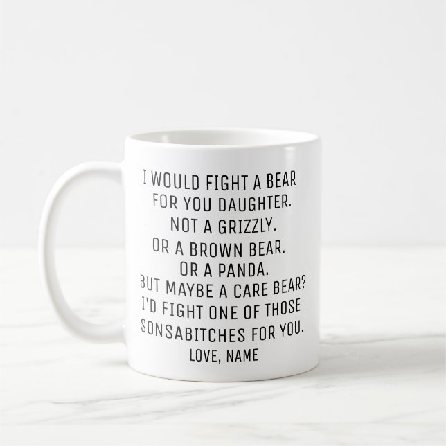 Caneca De Café Presente Filha, presente personalizado engraçado p (Esquerda)