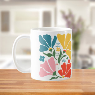 Caneca De Café Presente Floral Abstrato Moderno, Afirmação Positi