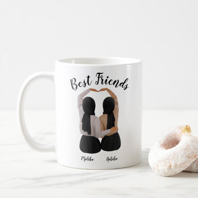 Caneca De Café Presente Hijabi Personalizado por Besties (Com Donut)