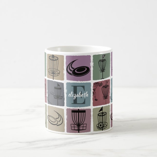 Caneca De Café Presente Inicial de Disco de Golfe Personalizado p (Centro)