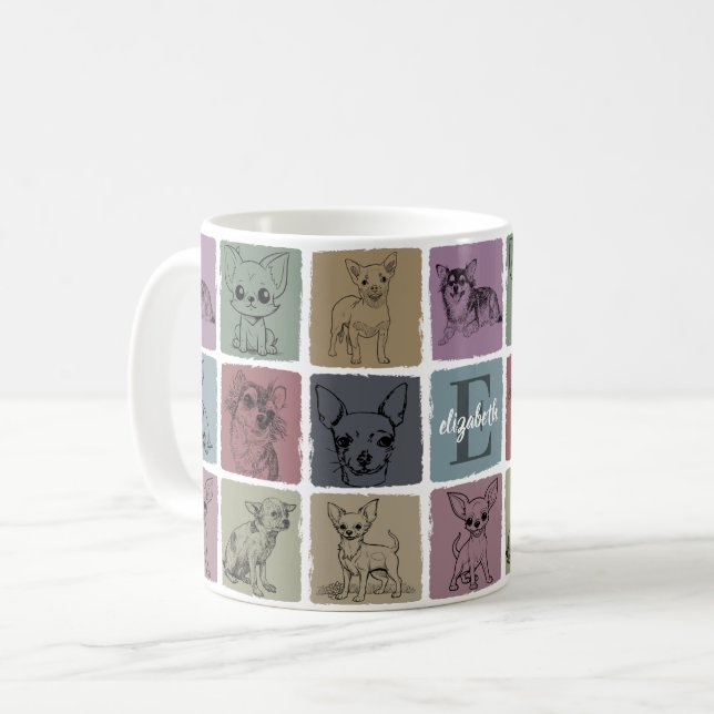 Caneca De Café Presente Inicial Personalizado Chihuahua Presente  (Frente Esquerda)
