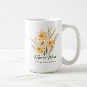 Caneca De Café Presente Inspirador de Flor de Nascimento de Março