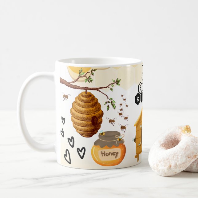 Caneca De Café Presente Inspirador para Amantes de Abelhas e Mel  (Com Donut)