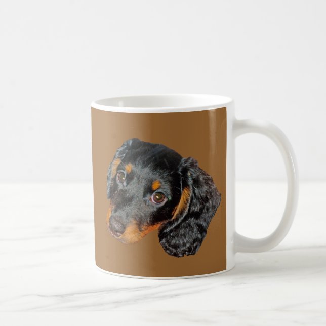 Caneca De Café Presente Longhair do Dachshund (Direita)