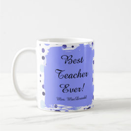 Caneca De Café Presente melhor professora já com bolinhas roxas