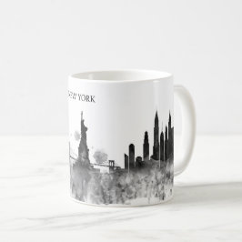 Caneca De Café Presente mínimo do preto da aguarela da skyline de