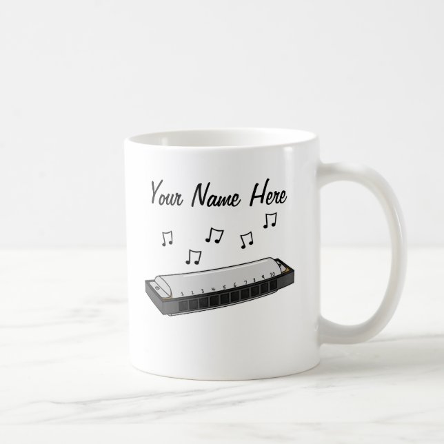 Caneca De Café Presente Musical Harmonica Personalizado De Jogado (Direita)