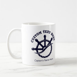 Caneca De Café Presente Náutico de Barco Capitão Personalizado
