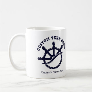 Caneca De Café Presente Náutico de Barco Capitão Personalizado