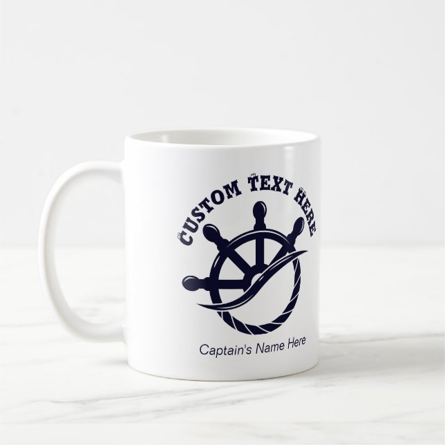 Caneca De Café Presente Náutico de Barco Capitão Personalizado (Esquerda)