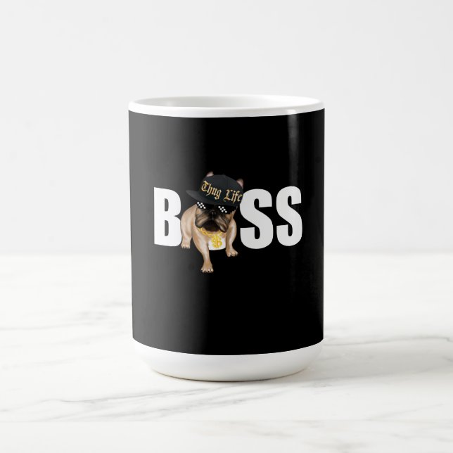 Caneca De Café Presente no cão | Thug Life French Buldog (Centro)