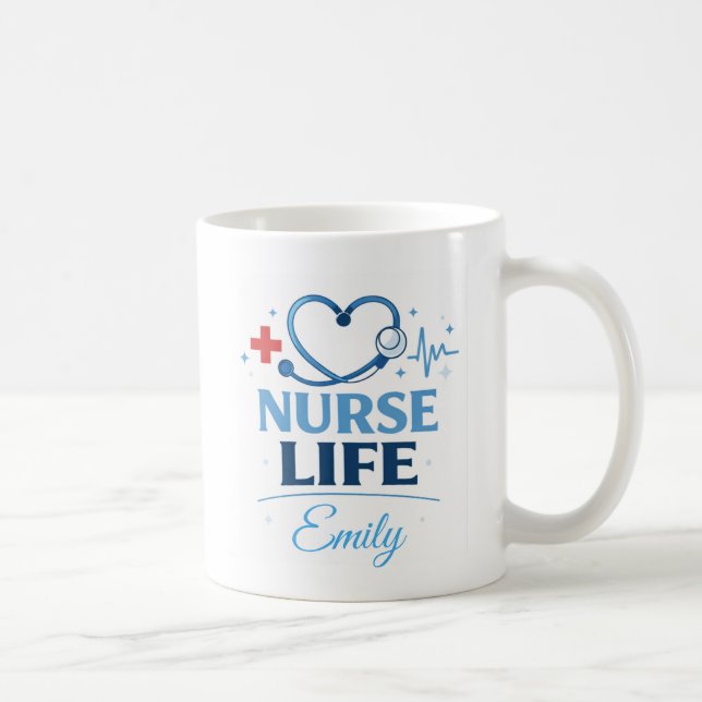 Caneca de Café Presente Nome Personalizado Enferme (Direita)