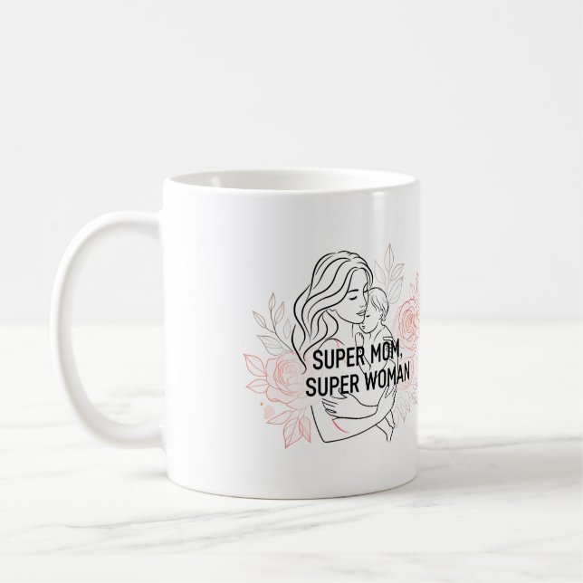Caneca De Café Presente para a mãe Design da mãe com o bebê (Esquerda)