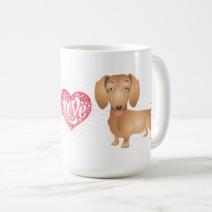 Caneca De Café Presente para Amante de Cachorro Dachshund Cartoon