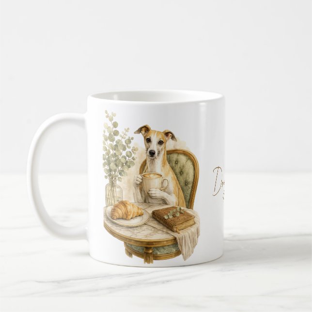Caneca De Café Presente para Amante de Café Whippet | Cão Elegant (Esquerda)