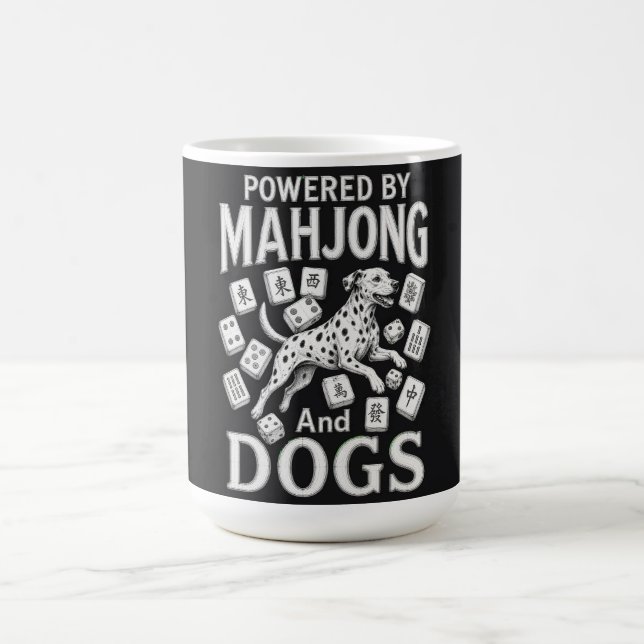 Caneca De Café Presente para Amante de Mahjong e Cachorro Dalmata (Centro)