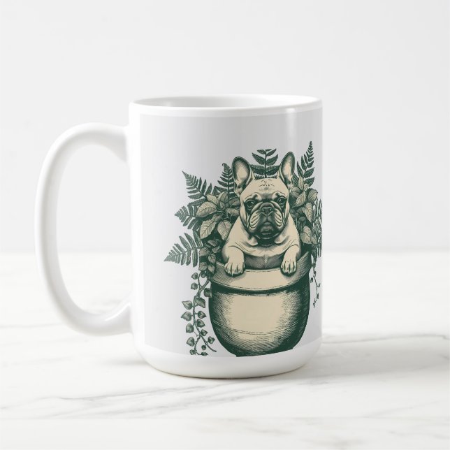 Caneca De Café Presente para Amante de Plantas e Bulldog Francês (Esquerda)