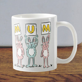 Caneca De Café Presente para Design de Coelhos Divertidos de Mãe