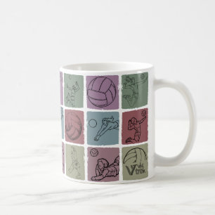 Caneca De Café Presente para Fã de Jogador de Volei Esportivo Ret