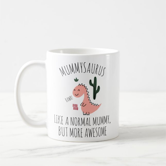 Caneca De Café PRESENTE PARA MÃE, |Caneca da Mamãe, Mummysaurus,  (Esquerda)