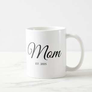 Caneca De Café Presente para Mãe Recém-Instituída com Letra Preta