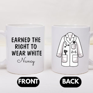 Caneca De Café Presente para Novo Médico, Jaleco Branco Personali
