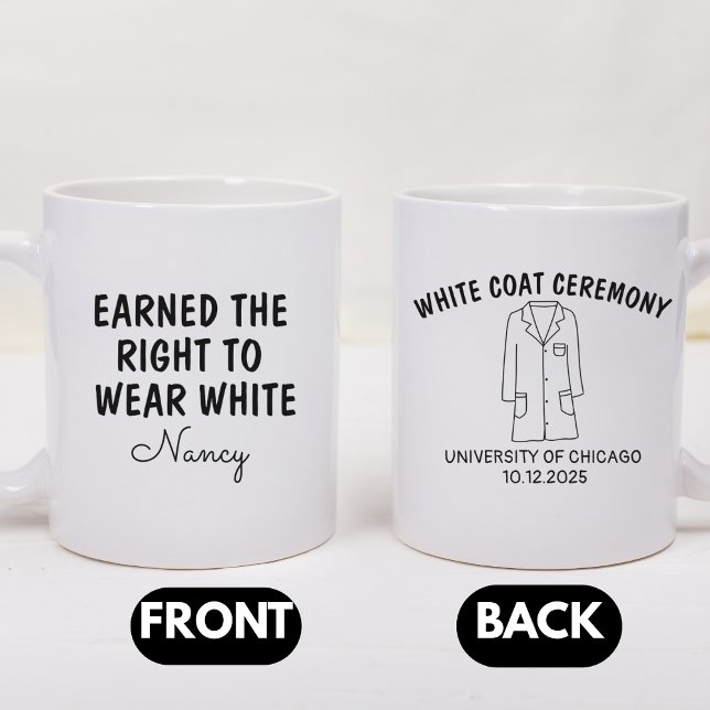 Caneca De Café Presente para Novo Médico, Jaleco Branco Personali (Criador carregado)