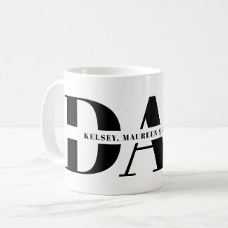 Caneca De Café Presente para Pai com Nomes de Filhos
