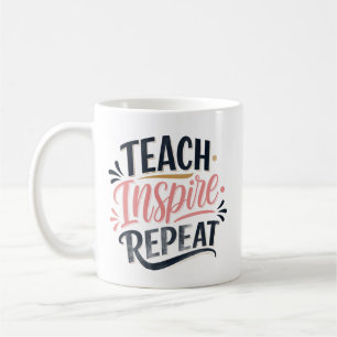 Caneca De Café Presente para Professor Ensinar Inspirar Repetir