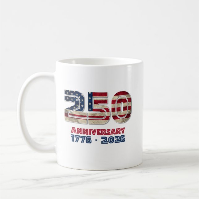 Caneca De Café Presente Patriótico do 250º Aniversário dos EUA (Esquerda)