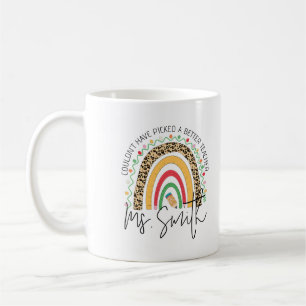 Caneca De Café Presente Personalizado Arco-íris Professor Grata