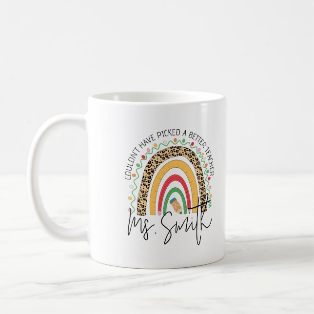 Caneca De Café Presente Personalizado Arco-íris Professor Grata (Esquerda)