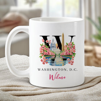 Caneca De Café Presente Personalizado com Monograma da Letra W de