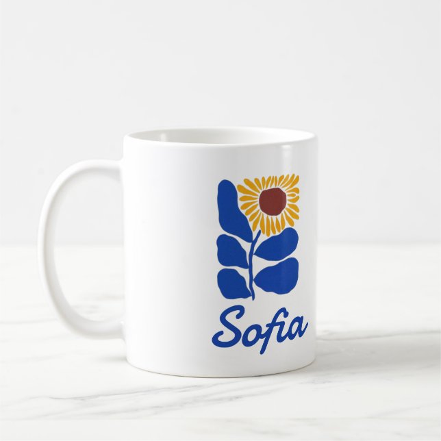 Caneca De Café Presente Personalizado com Nome Floral Retro Perso (Esquerda)