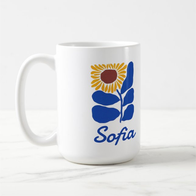 Caneca De Café Presente Personalizado com Nome Floral Retro Perso (Esquerda)