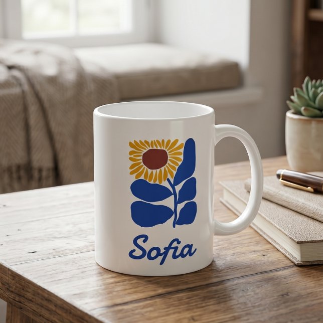 Caneca De Café Presente Personalizado com Nome Floral Retro Perso (Criador carregado)