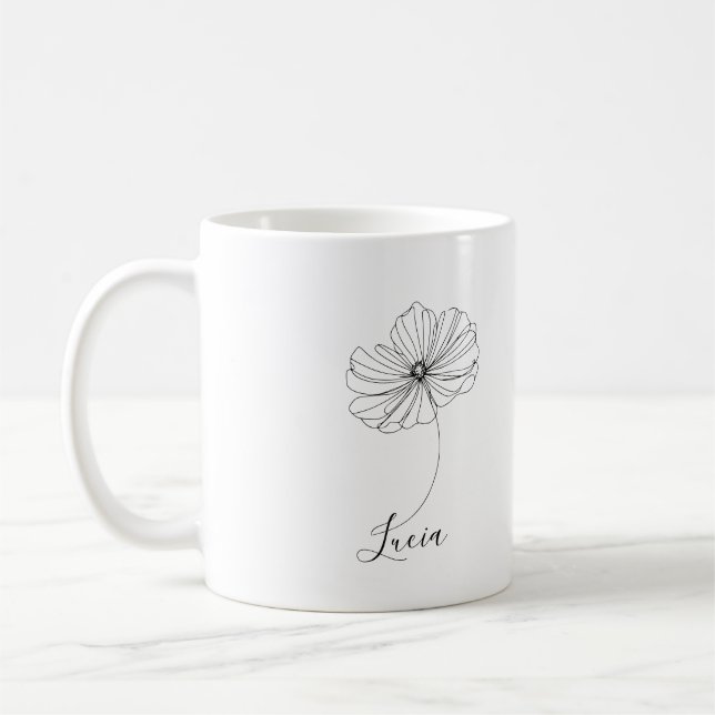 Caneca De Café Presente Personalizado da Flor de Nascimento Cosmo (Esquerda)