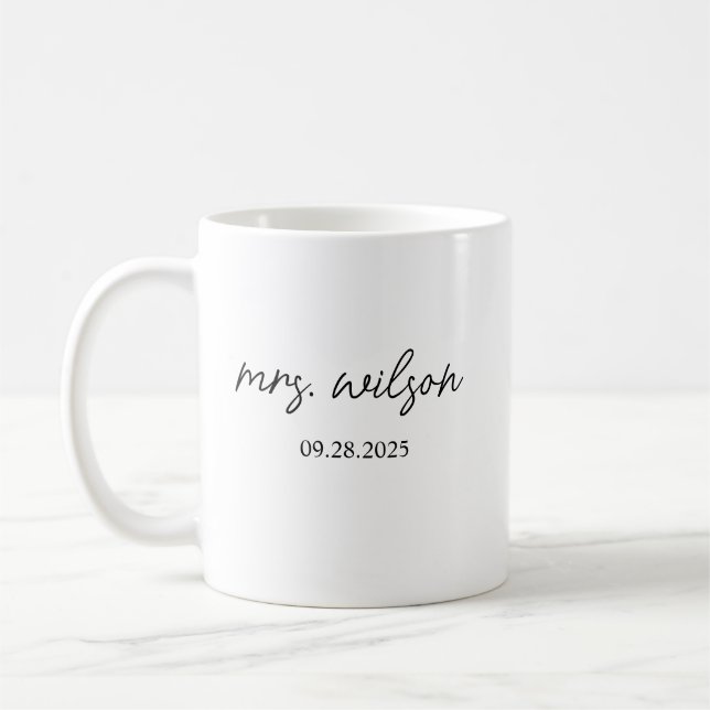 Caneca De Café Presente Personalizado Data de Casamento Noiva Sen (Esquerda)