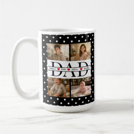 Caneca De Café Presente Personalizado de 4 Fotos com Pontos Preto