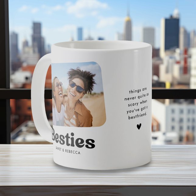 Caneca De Café Presente Personalizado de Amizade Besties (Criador carregado)