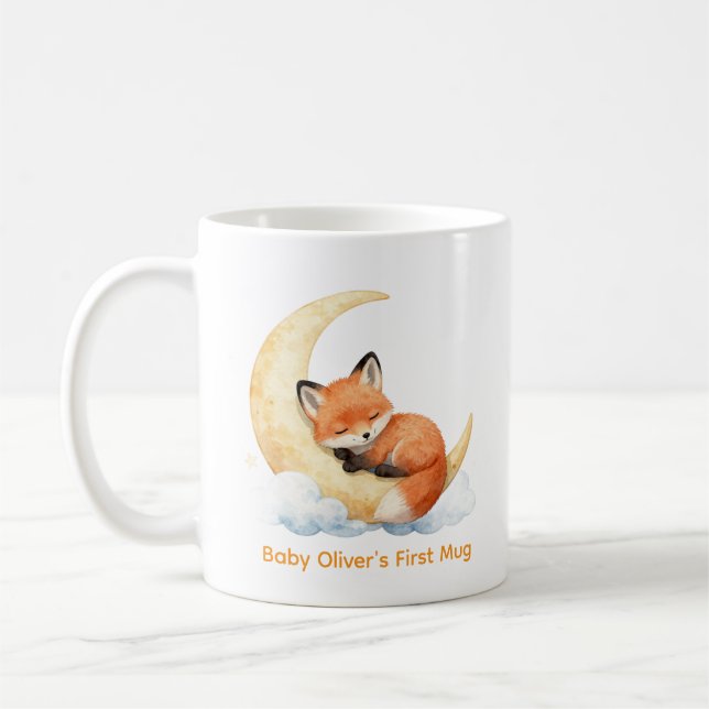 Caneca De Café Presente Personalizado de Berçário de Raposa Bebê  (Esquerda)