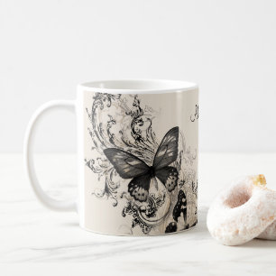 Caneca De Café Presente Personalizado de Borboletas Femininas