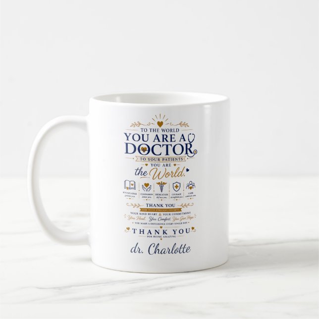 Caneca De Café Presente Personalizado de Coração para Médico | Ob (Esquerda)