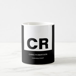 Caneca De Café Presente Personalizado de Crio Branco Preto Monogr