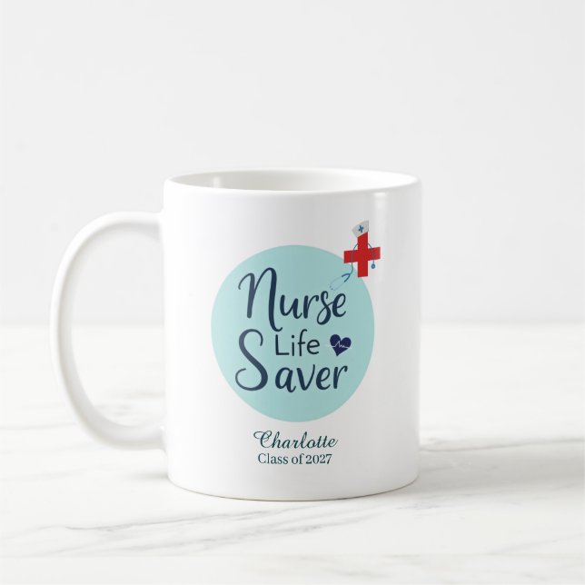 Caneca De Café Presente Personalizado de Formatura de Enfermeira  (Esquerda)