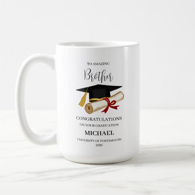Caneca De Café Presente Personalizado de Formatura do Irmão Nome  (Esquerda)