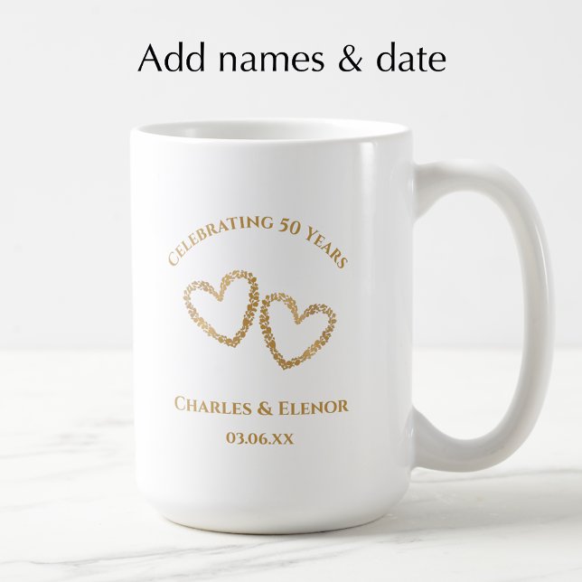 Caneca De Café Presente Personalizado de Foto para o 50º Aniversá (Personalize this photo keepsake mug for a custom 50th wedding anniversary gift 
)