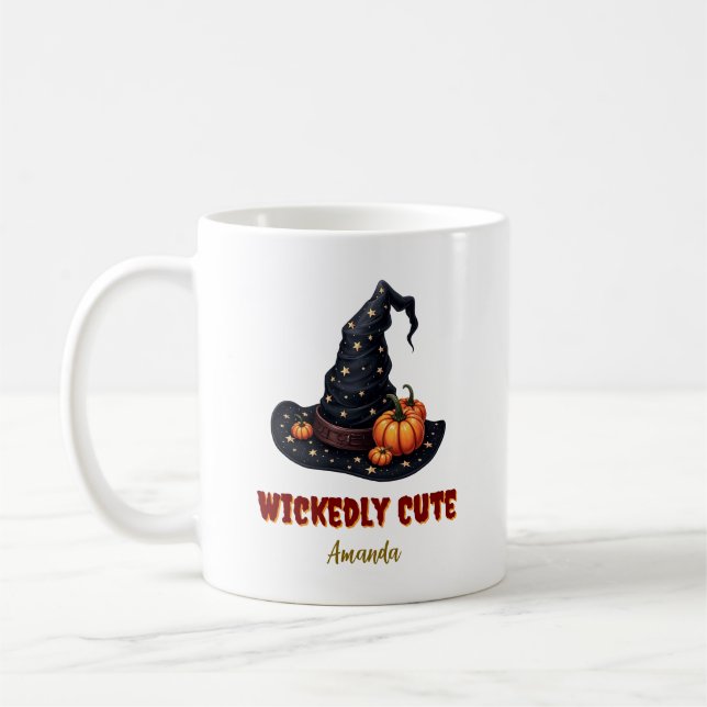 Caneca De Café Presente Personalizado de Halloween Malignamente F (Esquerda)